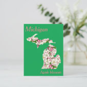 Michigan Staat Blume Collage Map Postkarte (Stehend Vorderseite)
