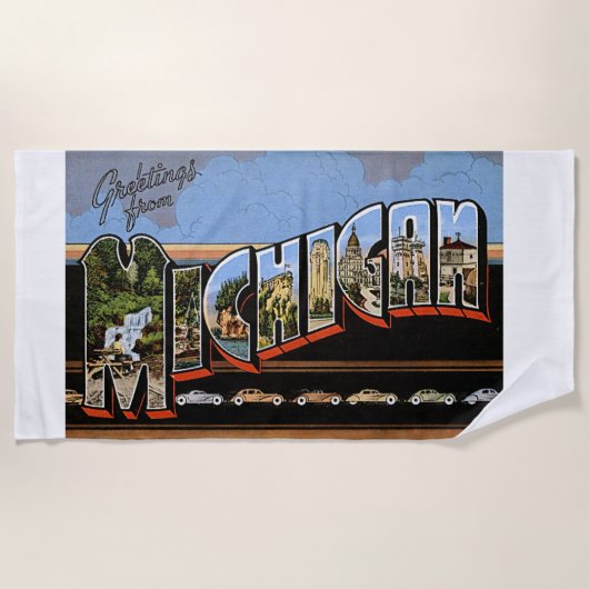 Michigan Staat Grüße Farbiges Art Beach Handtuch (Vorderseite)