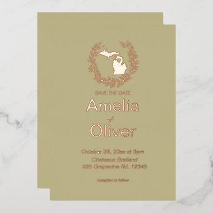 Michigan Staat Hochzeit in Urlaubsort Folieneinladung