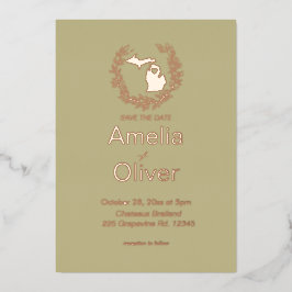 Michigan Staat Hochzeit in Urlaubsort Folieneinladung