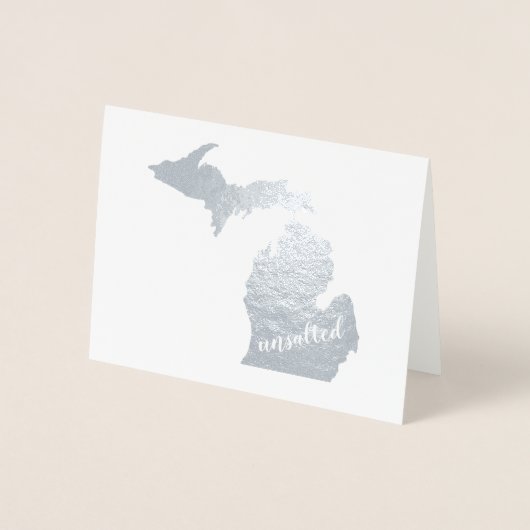 Michigan-Staat-Karte Gold oder Silber ungesalzen Folienkarte (Vorderseite)