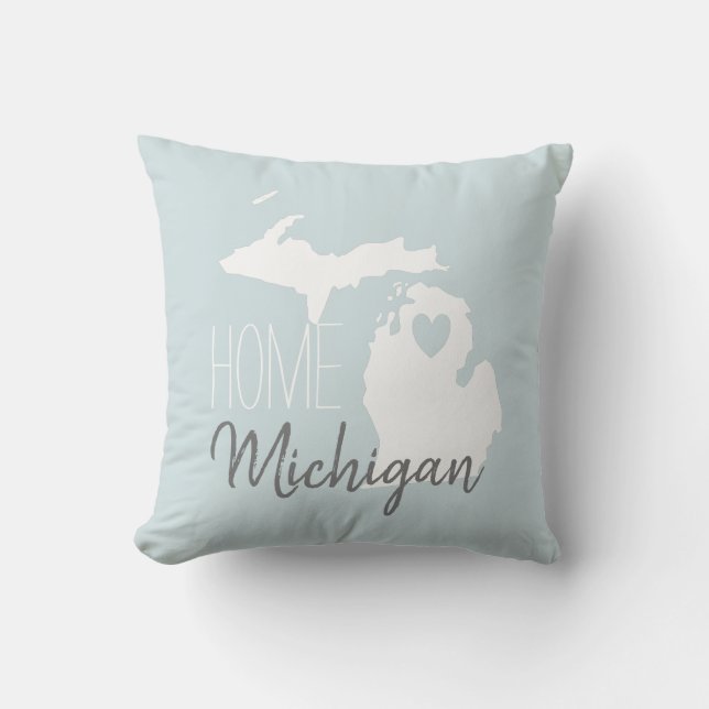 Michigan Staat Karte Liebe Zuhause Kissen (Vorderseite)