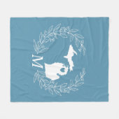 Michigan Staat-Kartenkranz-Blätter-Monogramm Fleecedecke (Vorderseite (Horizontal))