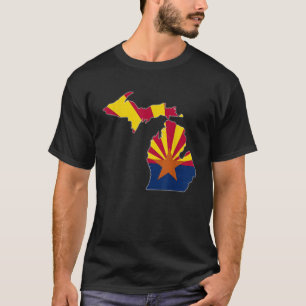 MICHIGAN STAAT MAP ARIZONA AZ Flaggenwurzeln Männe T-Shirt