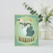Michigan Staat Map - Green Postkarte (Stehend Vorderseite)
