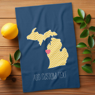 Michigan Staat Map mit benutzerdefinierten Lieben Geschirrtuch