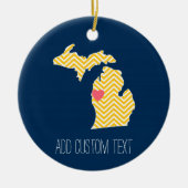 Michigan Staat Map mit benutzerdefinierten Lieben  Keramik Ornament (Vorne)