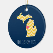 Michigan Staat Map mit benutzerdefinierten Lieben  Keramik Ornament (Links)