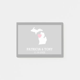 Michigan Staat Map mit benutzerdefinierten Lieben  Post-it Klebezettel