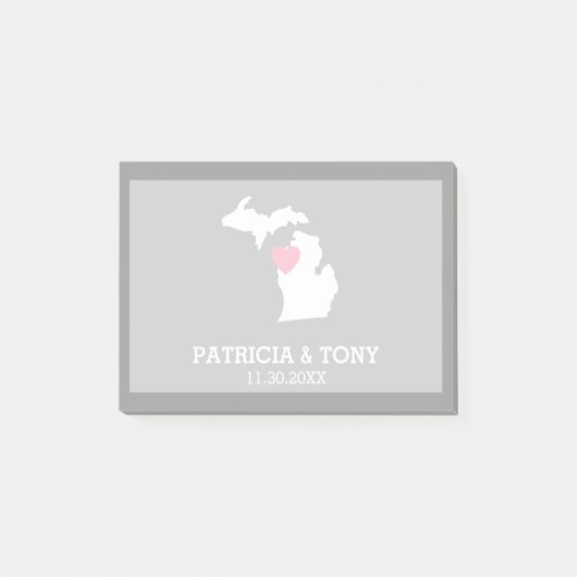 Michigan Staat Map mit benutzerdefinierten Lieben  Post-it Klebezettel (Vorderseite)