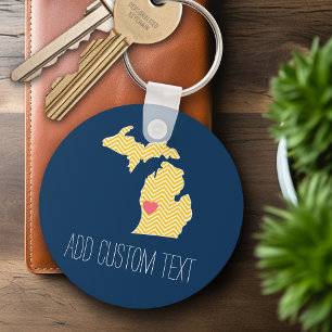 Michigan Staat Map mit benutzerdefinierten Lieben Schlüsselanhänger
