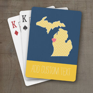 Michigan Staat Map mit benutzerdefinierten Lieben  Spielkarten