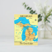 Michigan Staat Map Postkarte (Stehend Vorderseite)