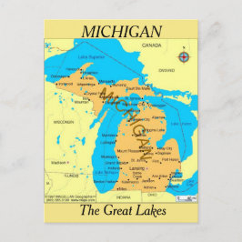 Michigan Staat Map Postkarte