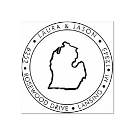 Michigan Staat Map Rücksendeadresse Wood Art Brief Gummistempel