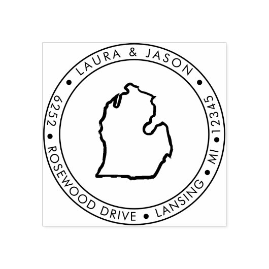 Michigan Staat Map Rücksendeadresse Wood Art Brief Gummistempel (Prägung)