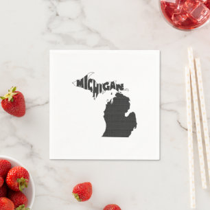 Michigan Staat Name Word Art Black Serviette