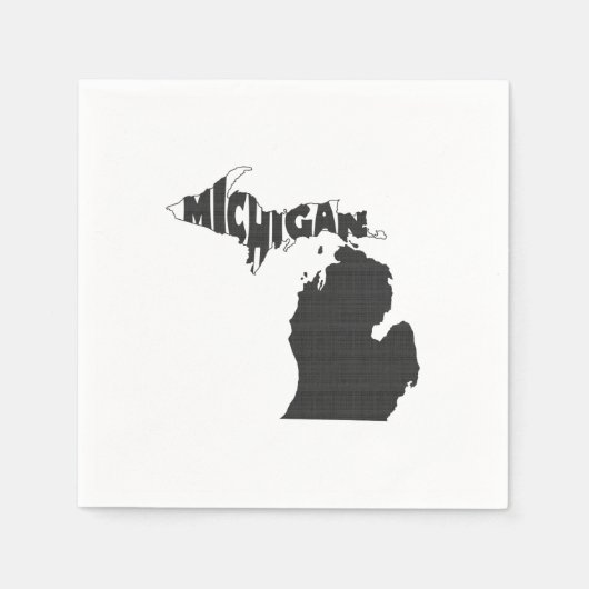Michigan Staat Name Word Art Black Serviette (Vorderseite)