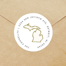 Michigan Staat Rücksendeadressen-Aufkleber Runder Aufkleber