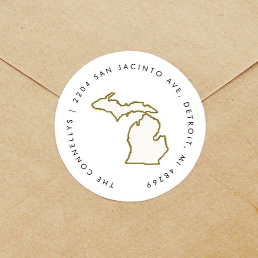 Michigan Staat Rücksendeadressen-Aufkleber Runder Aufkleber