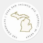 Michigan Staat Rücksendeadressen-Aufkleber Runder Aufkleber (Vorderseite)