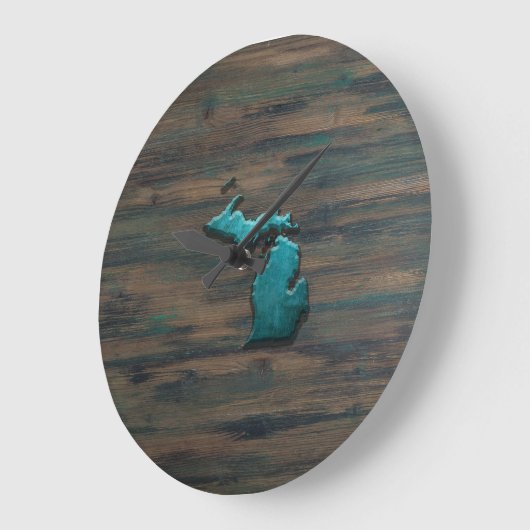 Michigan Staat Shape Aquamarin Große Wanduhr (Winkel)