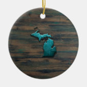 Michigan Staat Shape Aquamarin Keramik Ornament (Vorne)