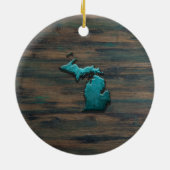 Michigan Staat Shape Aquamarin Keramik Ornament (Hinten)