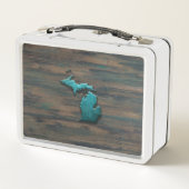 Michigan Staat Shape Aquamarin Metall Brotdose (Rückseite)