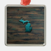 Michigan Staat Shape Aquamarin Ornament Aus Metall (Vorne)