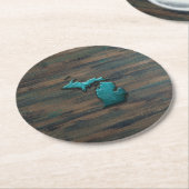 Michigan Staat Shape Aquamarin Runder Pappuntersetzer (Angewinkelt)