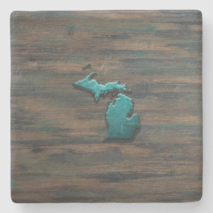 Michigan Staat Shape Aquamarin Steinuntersetzer