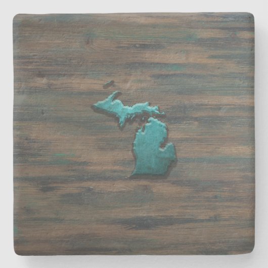 Michigan Staat Shape Aquamarin Steinuntersetzer (Vorderseite)