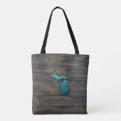 Michigan Staat Shape Aquamarin Tasche (Rückseite)