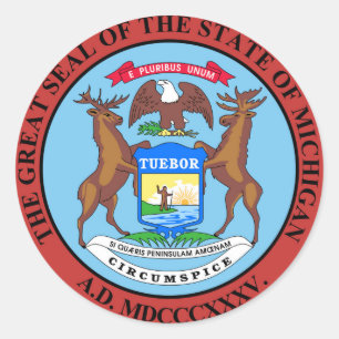 Michigan Staat Siegel Amerikanische Republik Symbo Runder Aufkleber