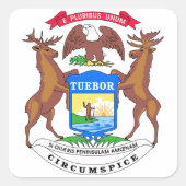 Michigan Staat Siegel Quadratischer Aufkleber (Vorderseite)