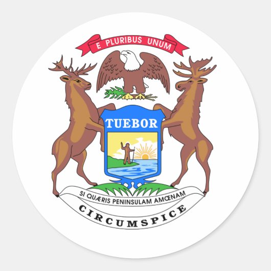 Michigan Staat Siegel Runder Aufkleber (Vorderseite)