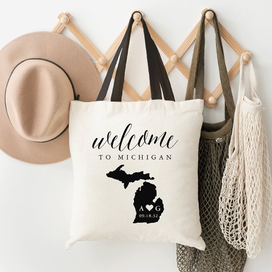 Michigan Staat Silhouette Wedding Welcome Tasche