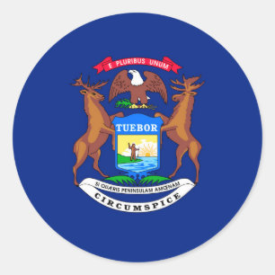 Michigan-Staats-Flaggen-Entwurf Runder Aufkleber