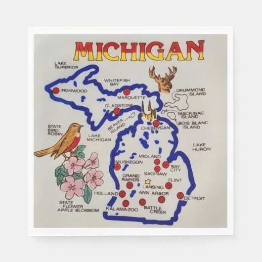 Michigan Staatsfeier Serviette (Vorderseite)