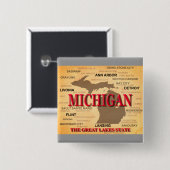 Michigan-Staatsstolz-Karten-Silhouette Button (Vorne & Hinten)