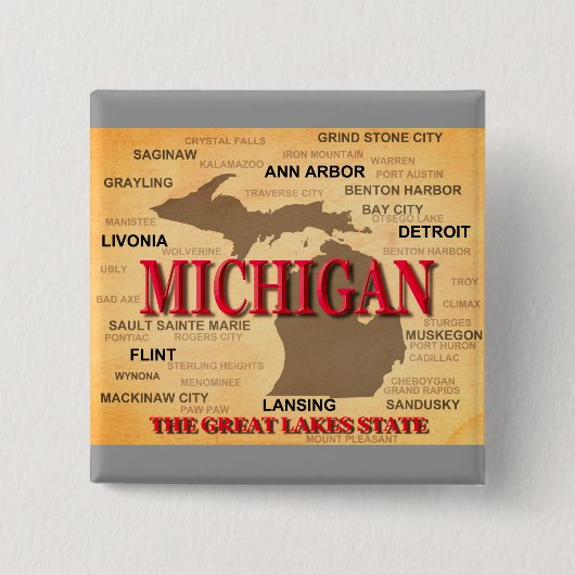 Michigan-Staatsstolz-Karten-Silhouette Button (Vorderseite)