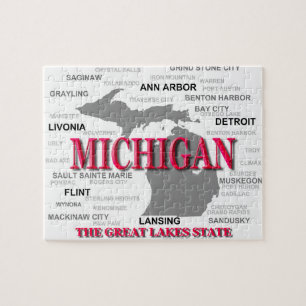 Michigan-Staatsstolz-Karten-Silhouette Puzzle
