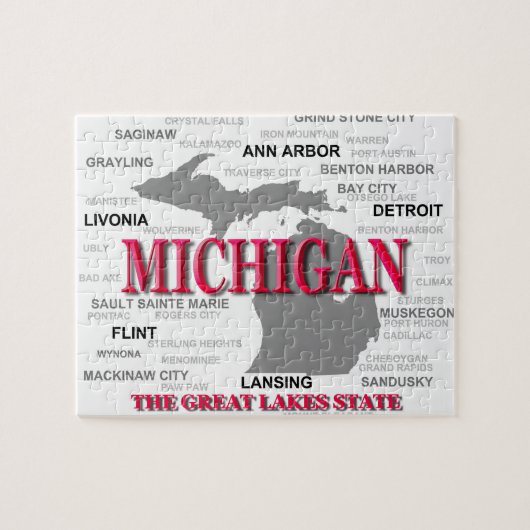 Michigan-Staatsstolz-Karten-Silhouette Puzzle (Horizontal)