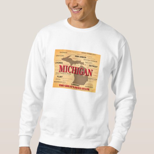 Michigan-Staatsstolz-Karten-Silhouette Sweatshirt (Vorderseite)