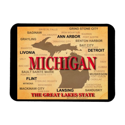 Michigan Staatsstolz Map Silhouette Magnet (Horizontal)