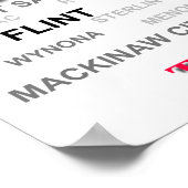 Michigan Staatsstolz Map Silhouette Poster (Ecke)