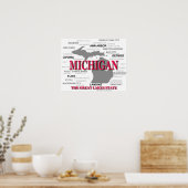 Michigan Staatsstolz Map Silhouette Poster (Küche)