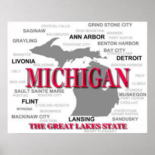 Michigan Staatsstolz Map Silhouette Poster