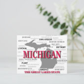 Michigan Staatsstolz Map Silhouette Postkarte (Stehend Vorderseite)